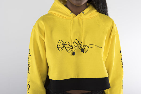 Trust the Vibes Crop Hoodie - Yellow