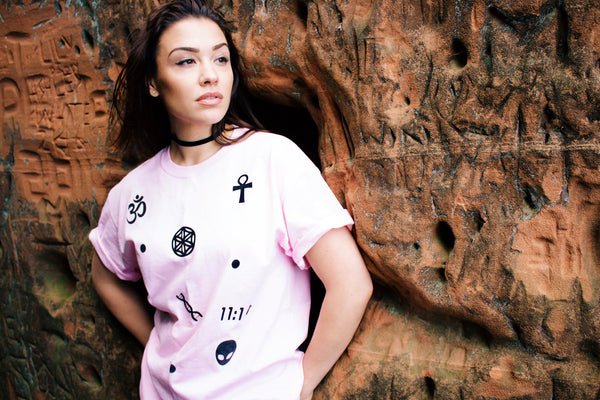 Universe Symbols T Shirt - Pink
