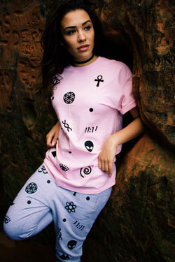 Universe Symbols T Shirt - Pink