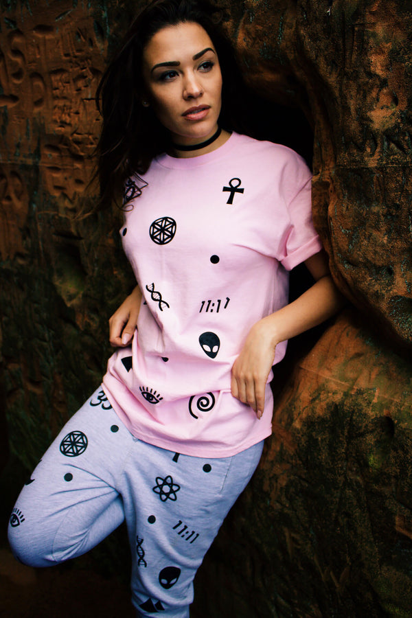 Universe Symbols T Shirt - Pink