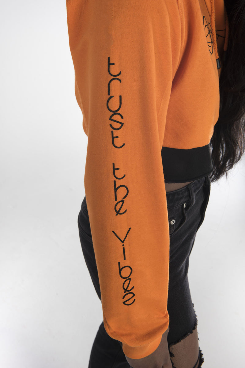Trust the Vibes Crop Hoodie - Orange Crush