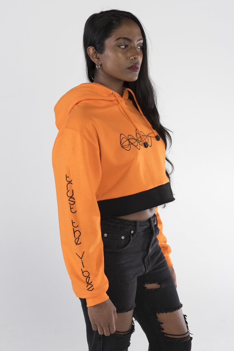 Trust the Vibes Crop Hoodie - Orange Crush