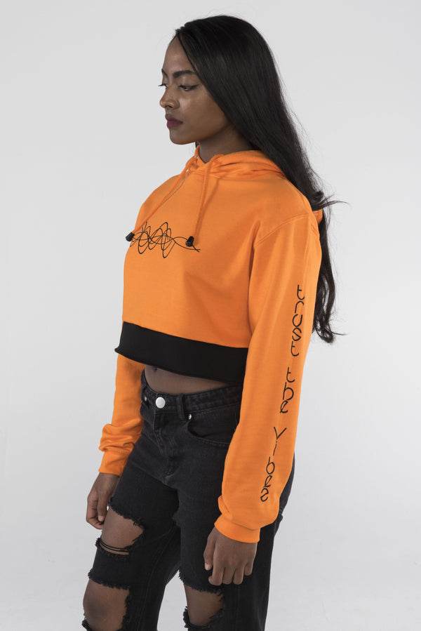 Trust the Vibes Crop Hoodie - Orange Crush