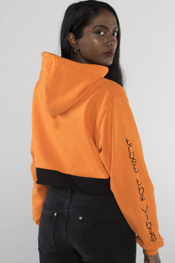 Trust the Vibes Crop Hoodie - Orange Crush