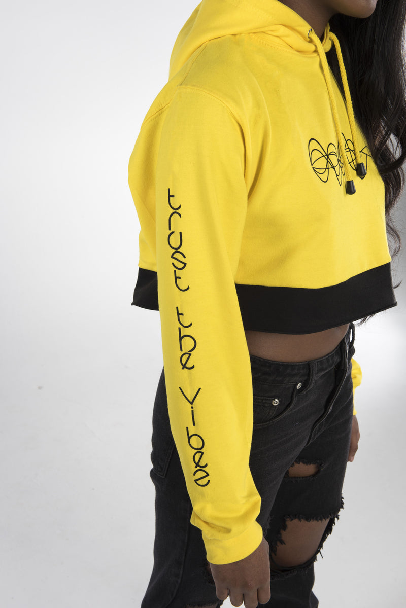 Trust the Vibes Crop Hoodie - Yellow
