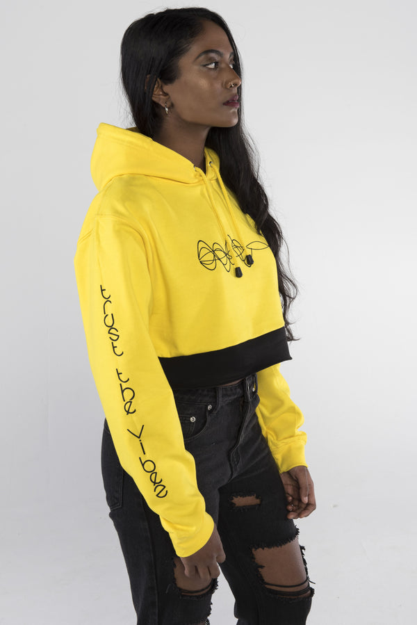 Trust the Vibes Crop Hoodie - Yellow