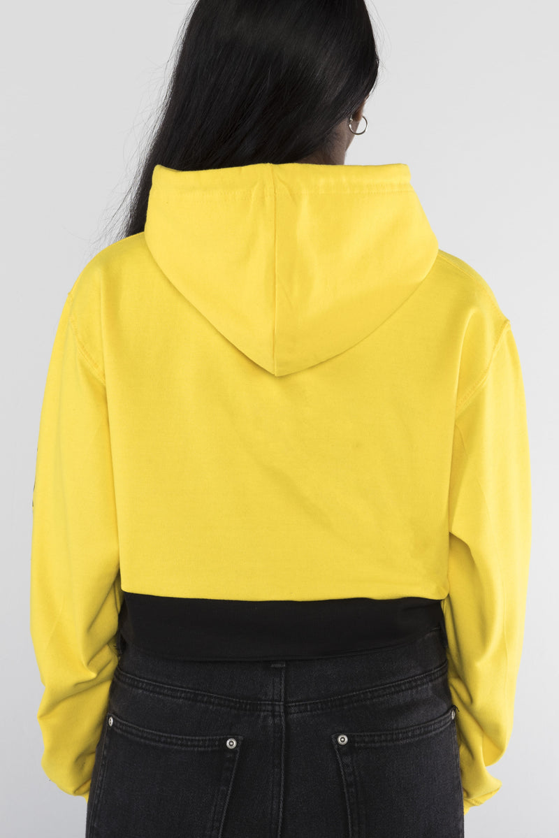 Trust the Vibes Crop Hoodie - Yellow