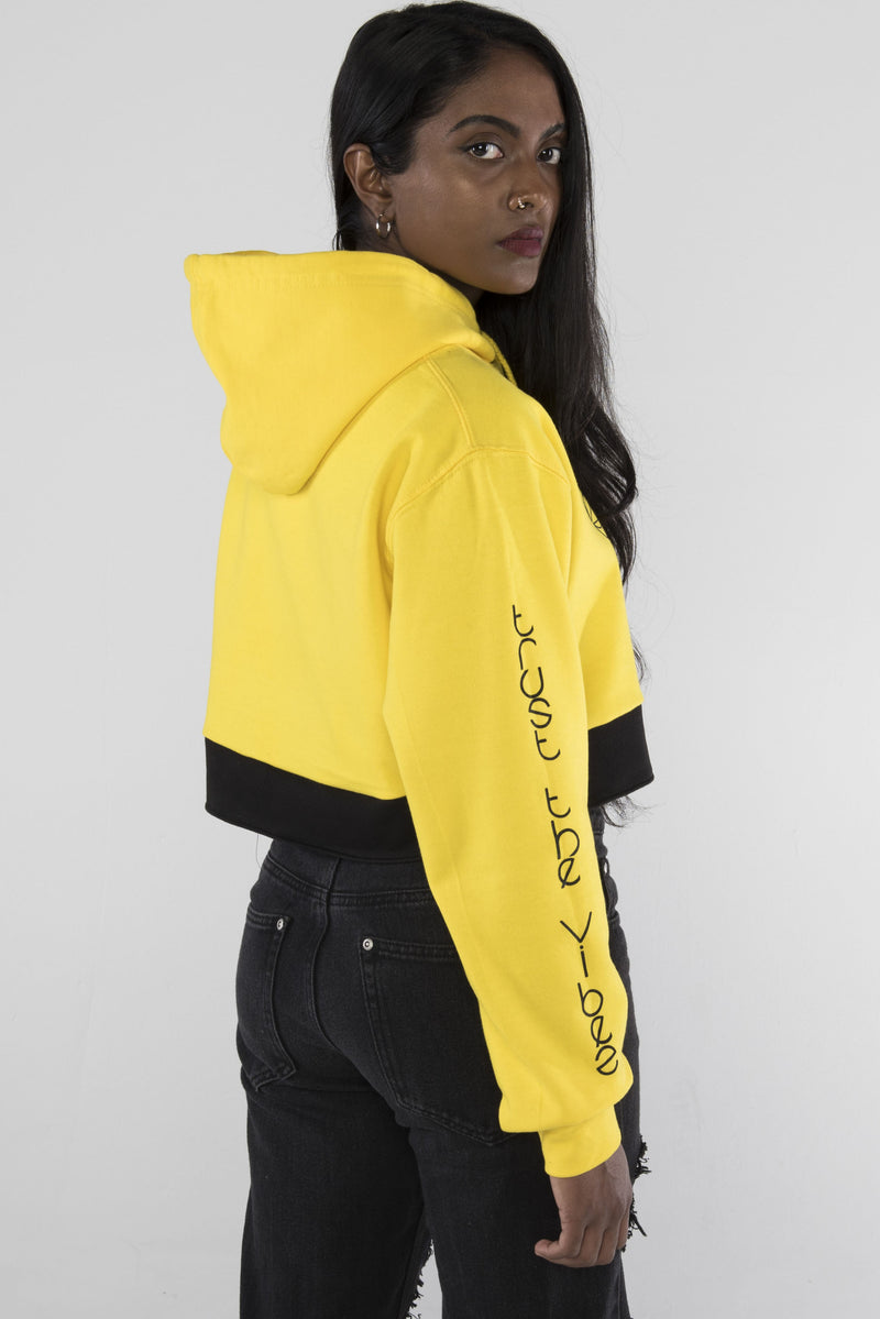 Trust the Vibes Crop Hoodie - Yellow