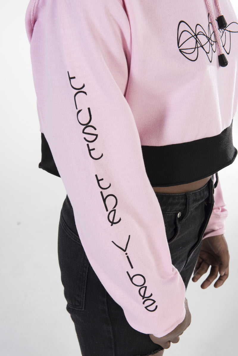 Trust the Vibes Crop Hoodie - Light Pink
