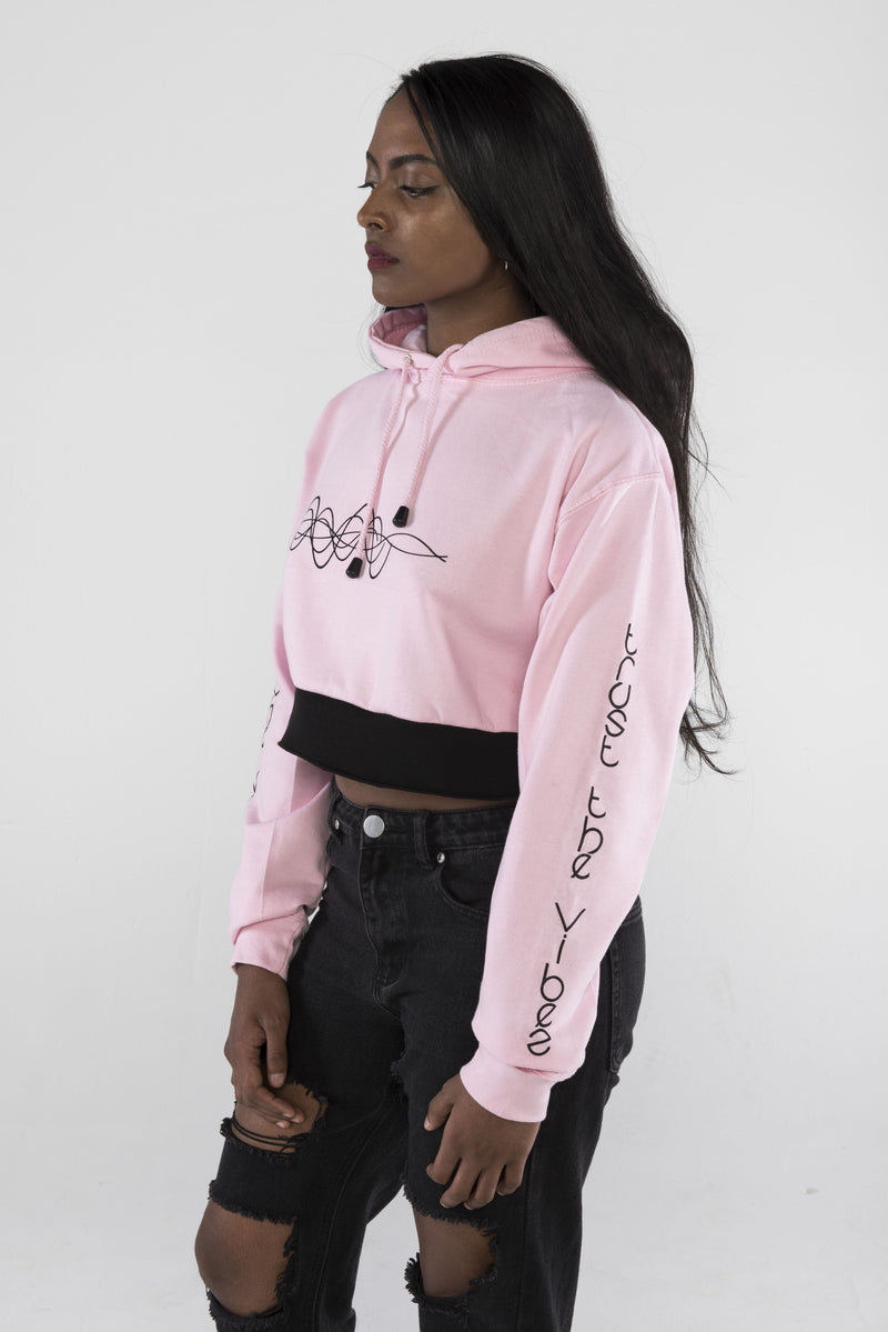 Trust the Vibes Crop Hoodie - Light Pink