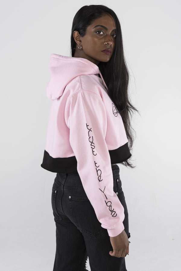 Trust the Vibes Crop Hoodie - Light Pink
