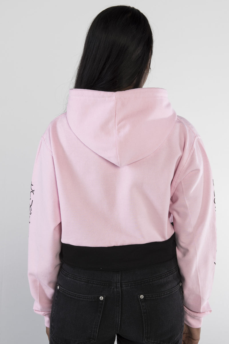 Trust the Vibes Crop Hoodie - Light Pink