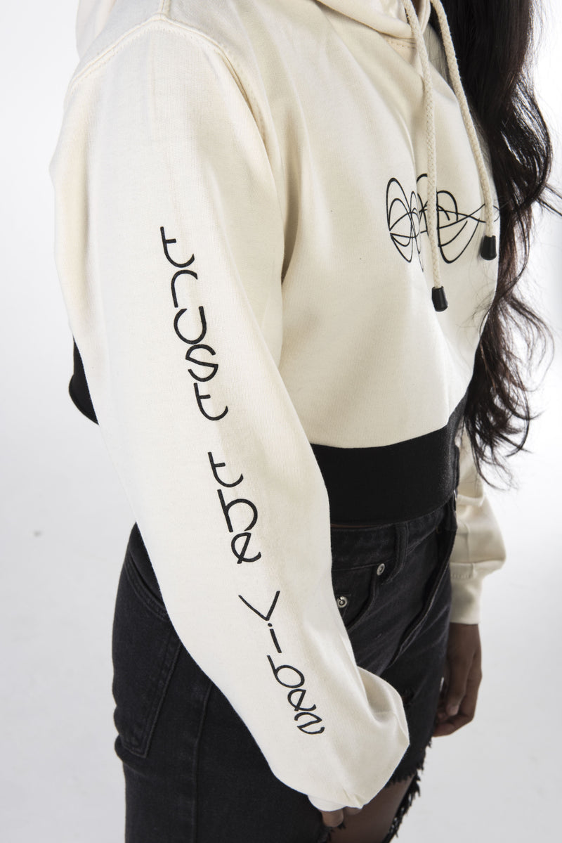 Trust the Vibes Crop Hoodie - Vanilla