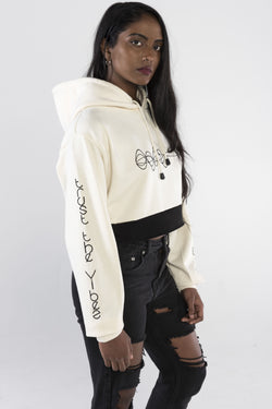Trust the Vibes Crop Hoodie - Vanilla