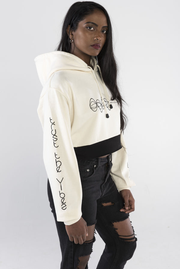 Trust the Vibes Crop Hoodie - Vanilla