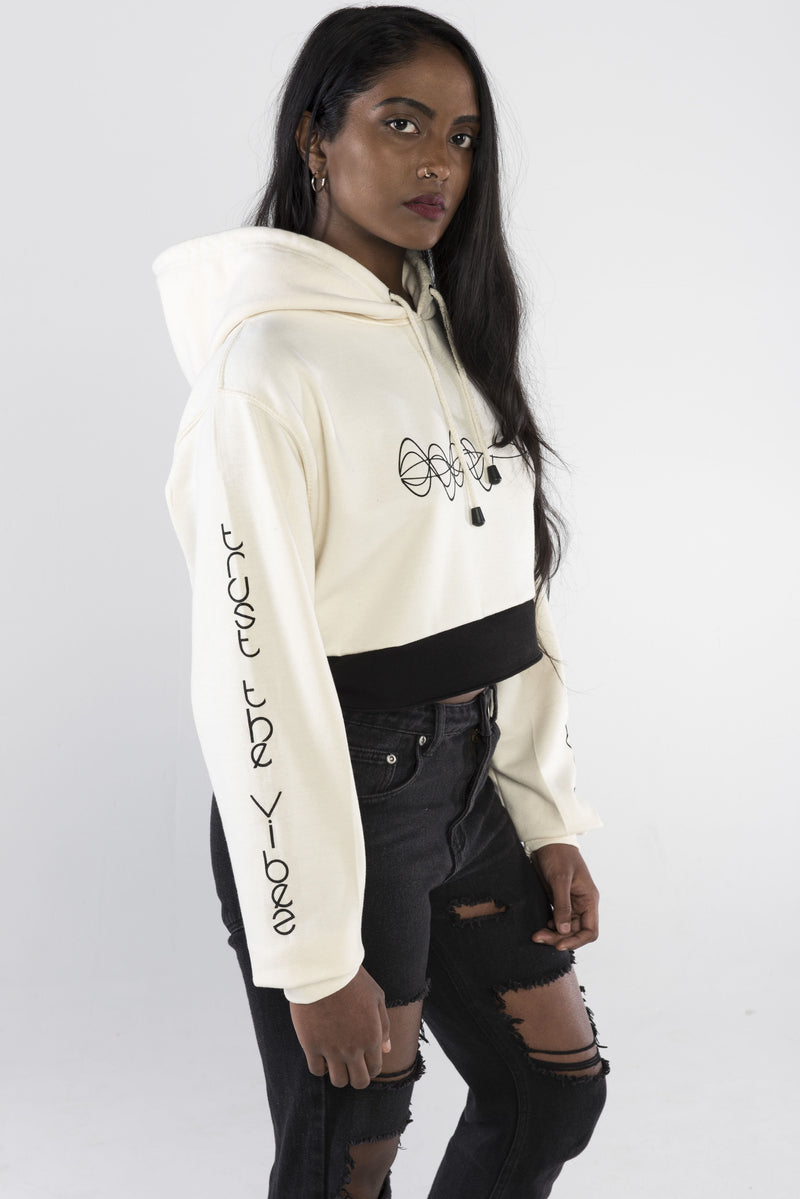Trust the Vibes Crop Hoodie - Vanilla