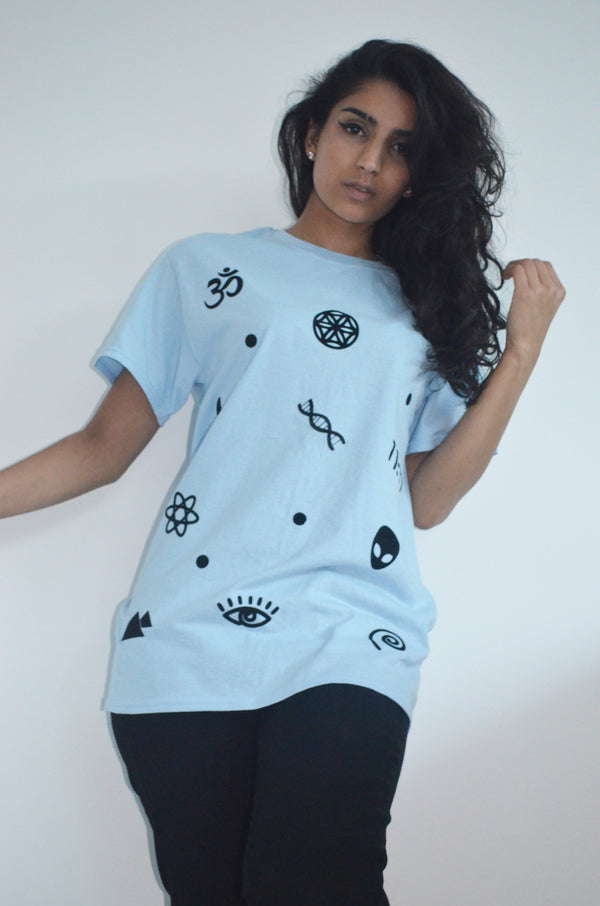 Universe Symbols T Shirt - Blue