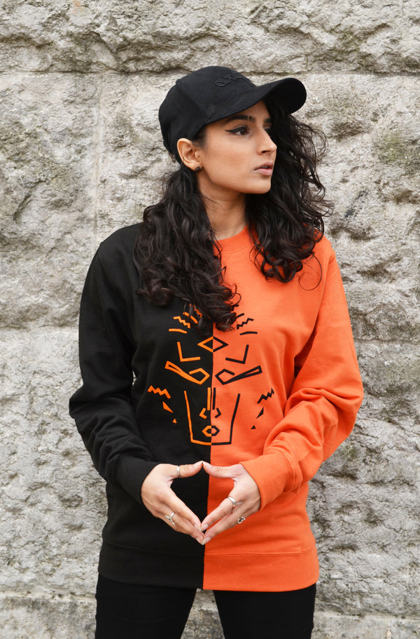 Mask Jumper - Black and Burnt Orange