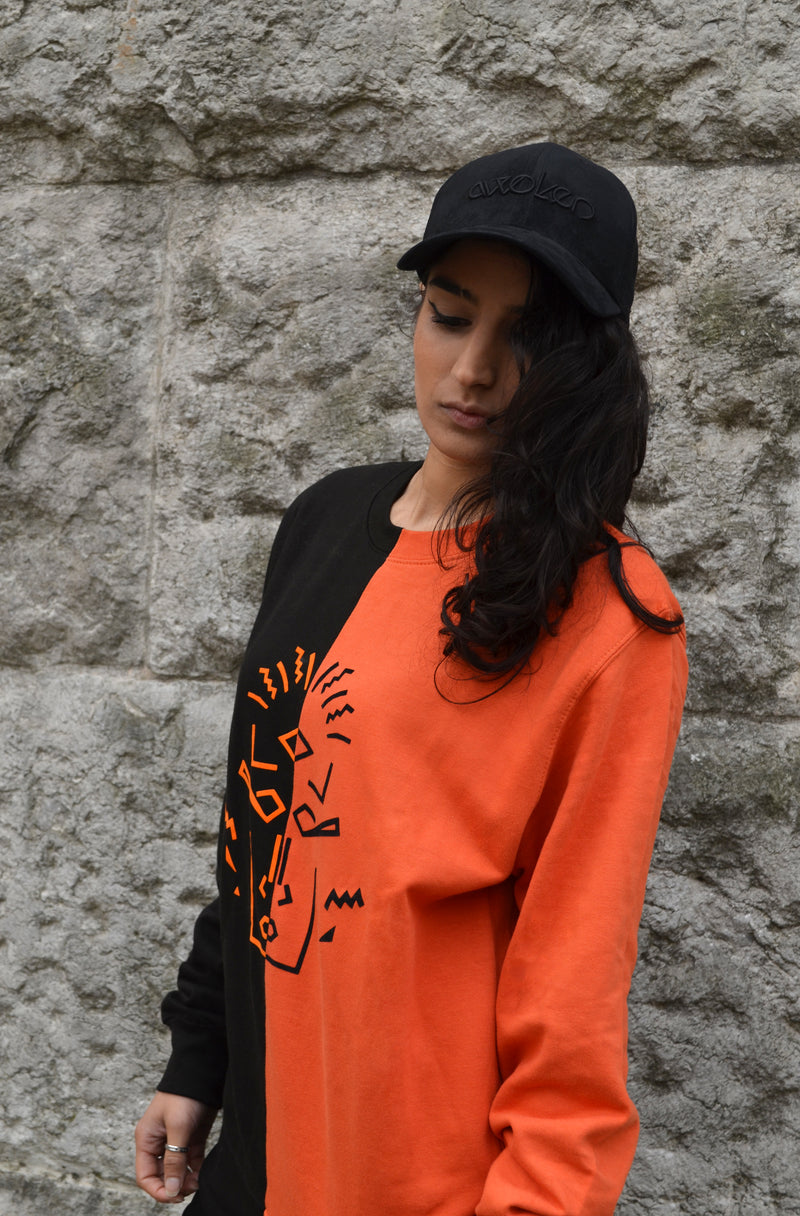 Mask Jumper - Black and Burnt Orange