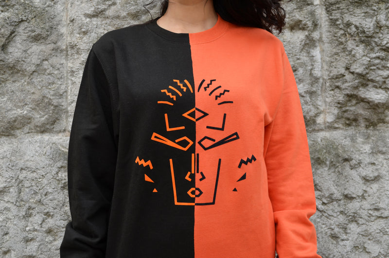 Mask Jumper - Black and Burnt Orange