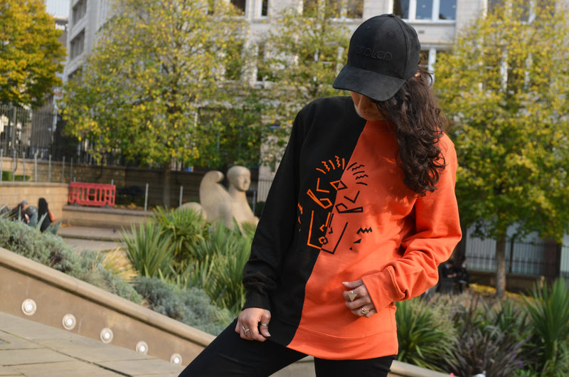 Mask Jumper - Black and Burnt Orange