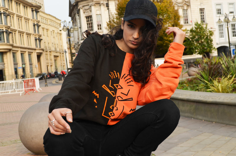 Mask Jumper - Black and Burnt Orange