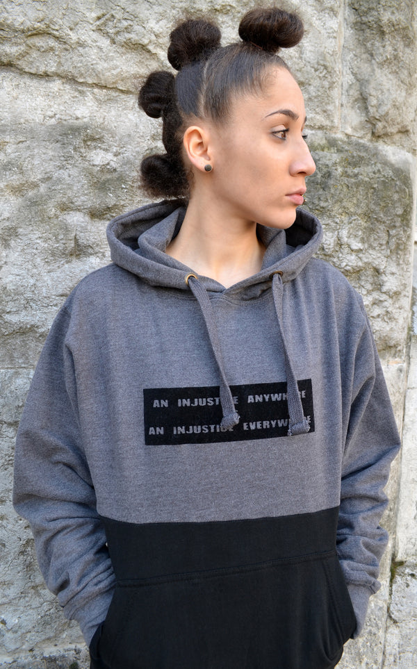 Injustice Hoodie- Grey and Black