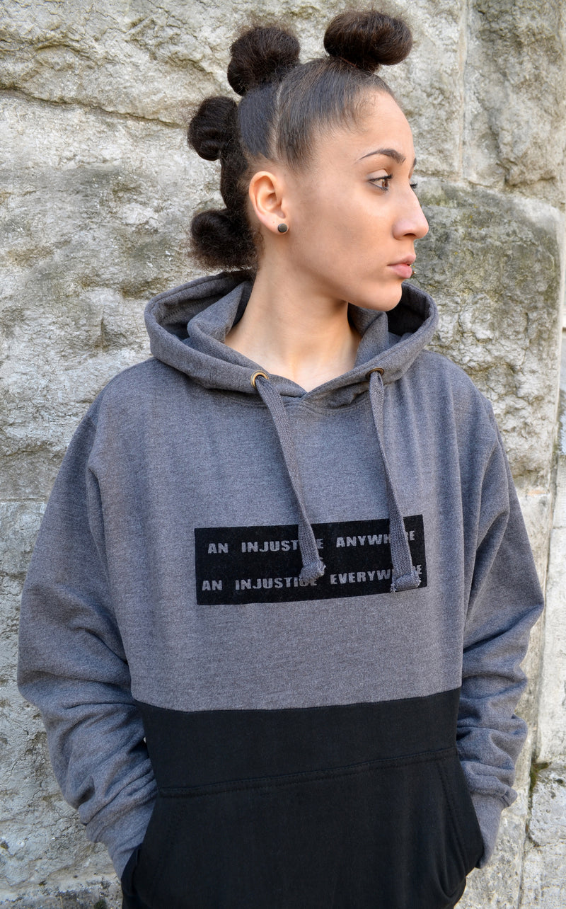 Injustice Hoodie- Grey and Black