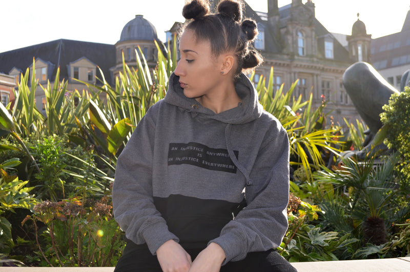 Injustice Hoodie- Grey and Black