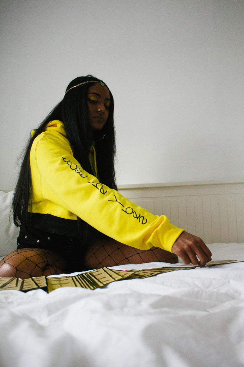 Trust the Vibes Crop Hoodie - Yellow