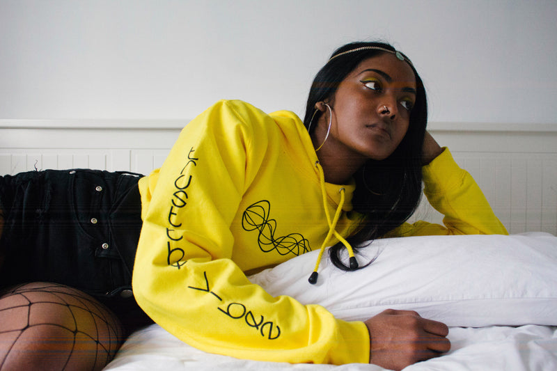 Trust the Vibes Crop Hoodie - Yellow
